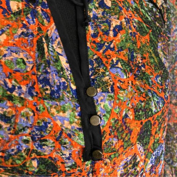 Anthropologie Edme & Esyllte orange floral semi sheer peasant top size 2 - Picture 5 of 13